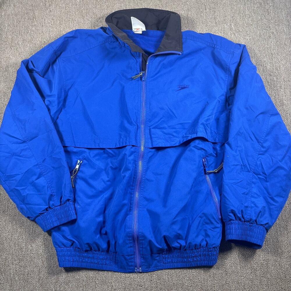 Vintage 00s SPEEDO Full Zip Windbreaker Blue Size Medium Clean - Picture 1 of 10